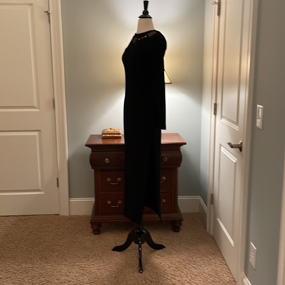 Black Dressy Dress with Jewels and sexy Back Deep V• Great For Holiday - Picture 7 of 16